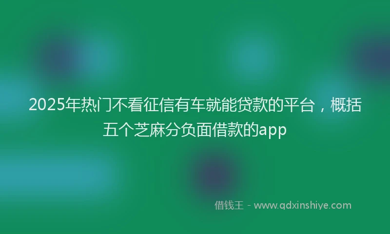 2025年热门不看征信有车就能贷款的平台，概括五个芝麻分负面借款的app