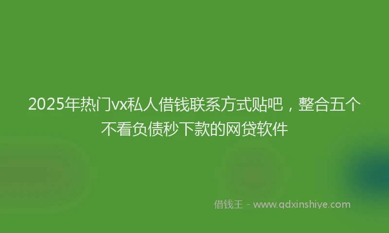 2025年热门vx私人借钱联系方式贴吧，整合五个不看负债秒下款的网贷软件