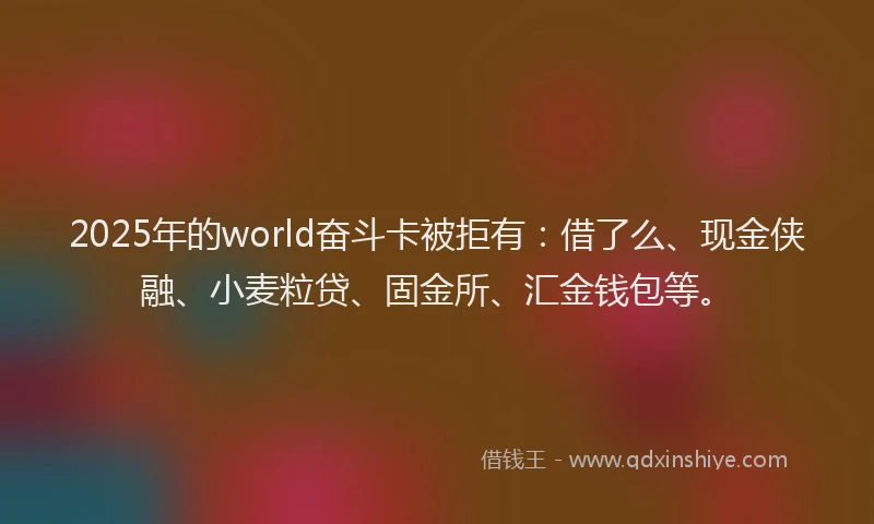 2025年的world奋斗卡被拒有：借了么、现金侠融、小麦粒贷、固金所、汇金钱包等。