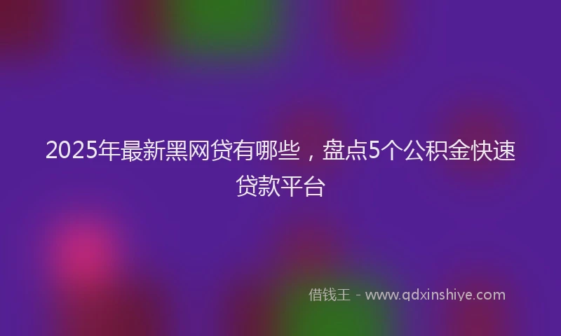 2025年最新黑网贷有哪些，盘点5个公积金快速贷款平台