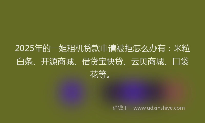 2025年的一姐租机贷款申请被拒怎么办有：米粒白条、开源商城、借贷宝快贷、云贝商城、口袋花等。
