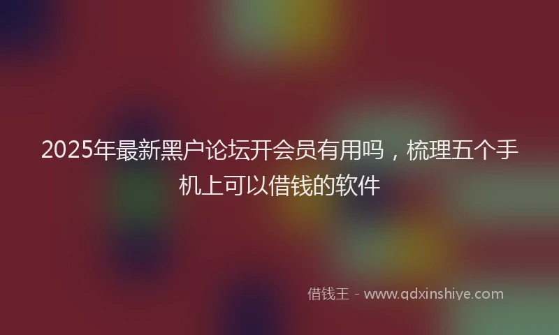 2025年最新黑户论坛开会员有用吗，梳理五个手机上可以借钱的软件