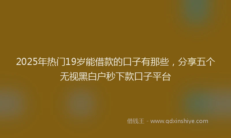 2025年热门19岁能借款的口子有那些，分享五个无视黑白户秒下款口子平台