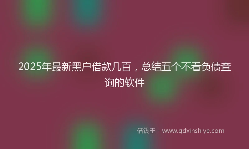 2025年最新黑户借款几百，总结五个不看负债查询的软件