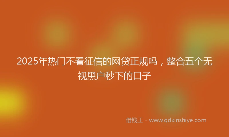 2025年热门不看征信的网贷正规吗,整合五个无视黑户秒下的口子