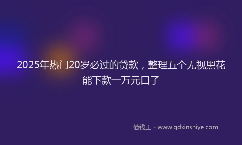 2025年热门20岁必过的贷款，整理五个无视黑花能下款一万元口子