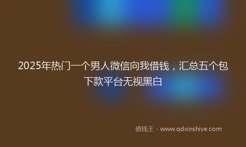 2025年热门一个男人微信向我借钱，汇总五个包下款平台无视黑白