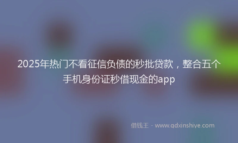 2025年热门不看征信负债的秒批贷款，整合五个手机身份证秒借现金的app