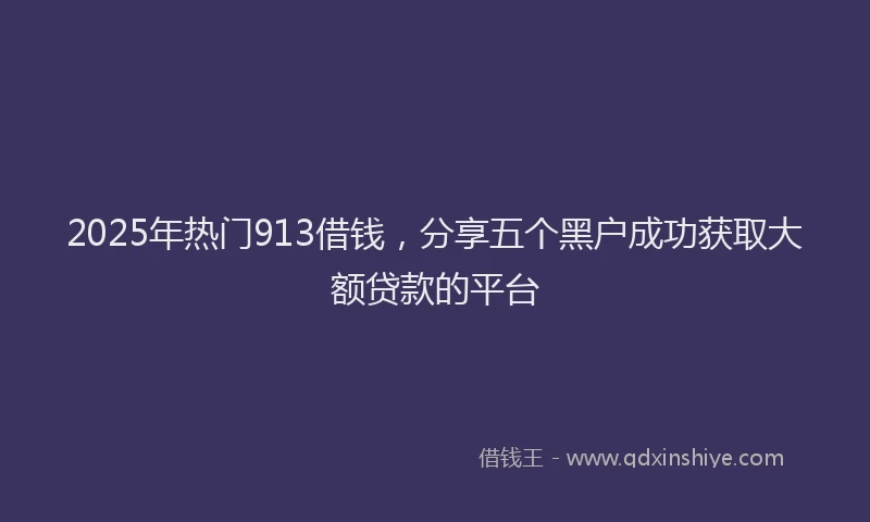 2025年热门913借钱，分享五个黑户成功获取大额贷款的平台