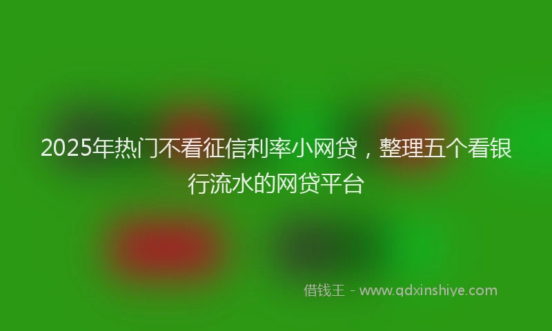 2025年热门不看征信利率小网贷，整理五个看银行流水的网贷平台