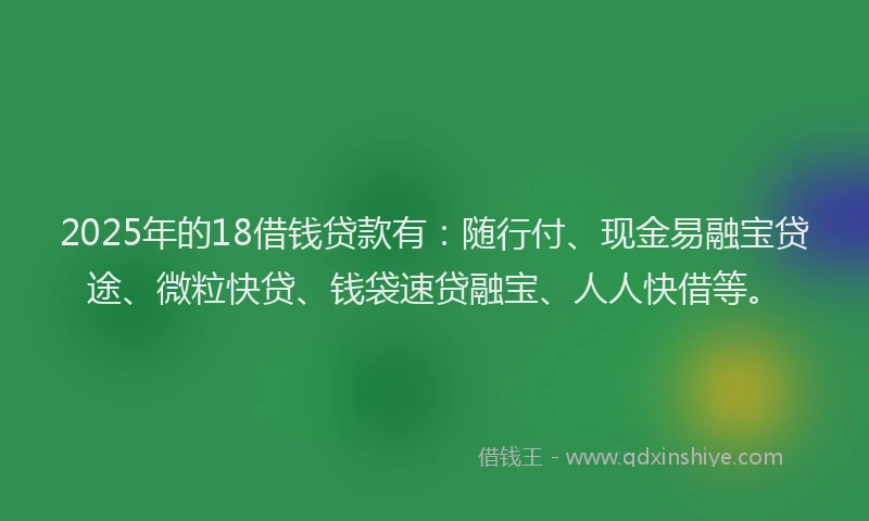 2025年的18借钱贷款有：随行付、现金易融宝贷途、微粒快贷、钱袋速贷融宝、人人快借等。