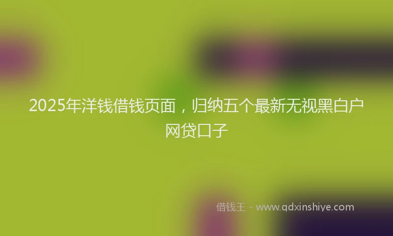 2025年洋钱借钱页面，归纳五个最新无视黑白户网贷口子