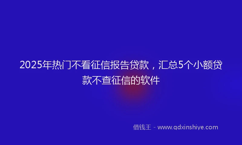 2025年热门不看征信报告贷款，汇总5个小额贷款不查征信的软件