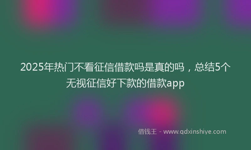 2025年热门不看征信借款吗是真的吗，总结5个无视征信好下款的借款app