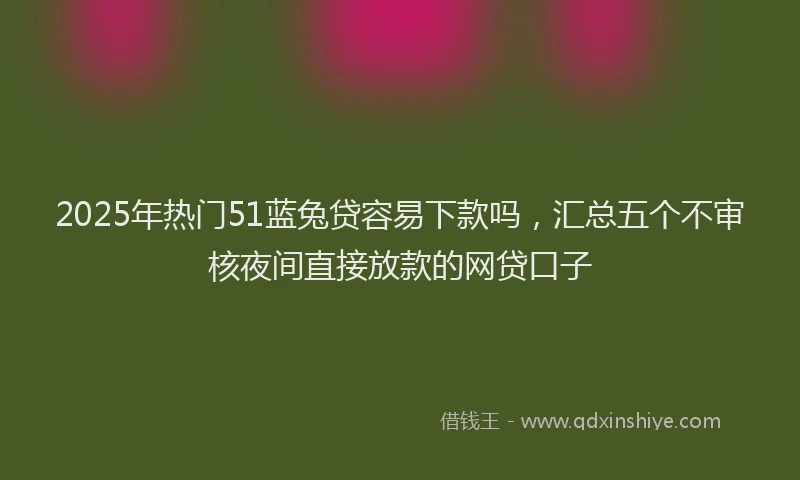 2025年热门51蓝兔贷容易下款吗，汇总五个不审核夜间直接放款的网贷口子
