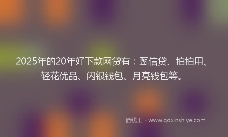 2025年的20年好下款网贷有：甄信贷、拍拍用、轻花优品、闪银钱包、月亮钱包等。