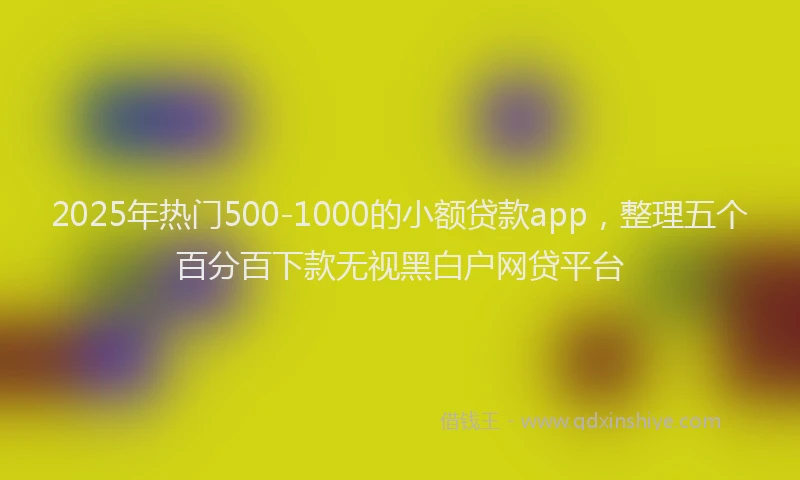 2025年热门500-1000的小额贷款app，整理五个百分百下款无视黑白户网贷平台