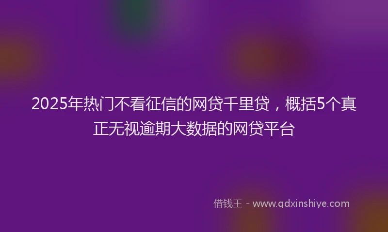 2025年热门不看征信的网贷千里贷，概括5个真正无视逾期大数据的网贷平台