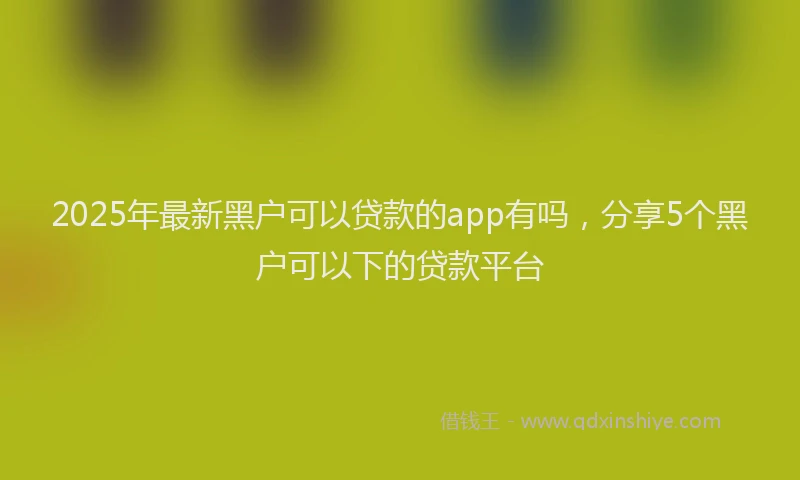 2025年最新黑户可以贷款的app有吗，分享5个黑户可以下的贷款平台