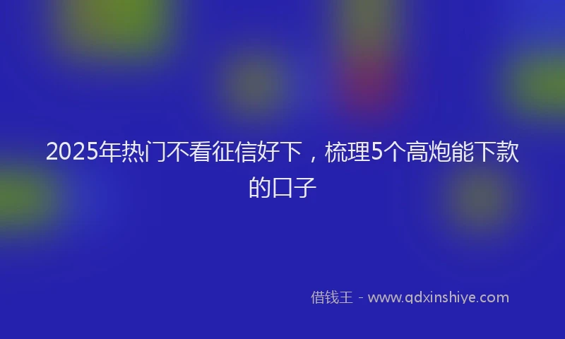 2025年热门不看征信好下，梳理5个高炮能下款的口子