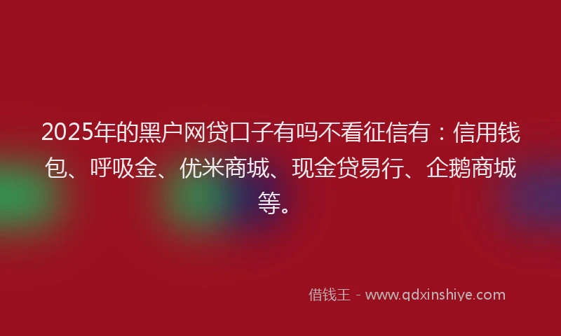 2025年的黑户网贷口子有吗不看征信有：信用钱包、呼吸金、优米商城、现金贷易行、企鹅商城等。