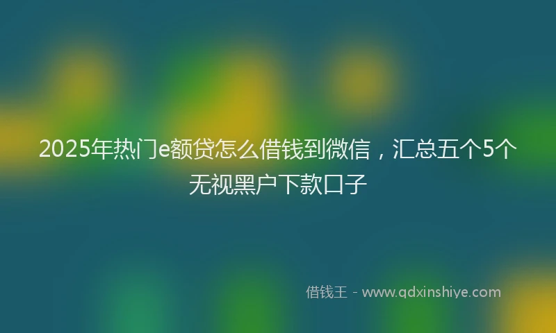 2025年热门e额贷怎么借钱到微信，汇总五个5个无视黑户下款口子
