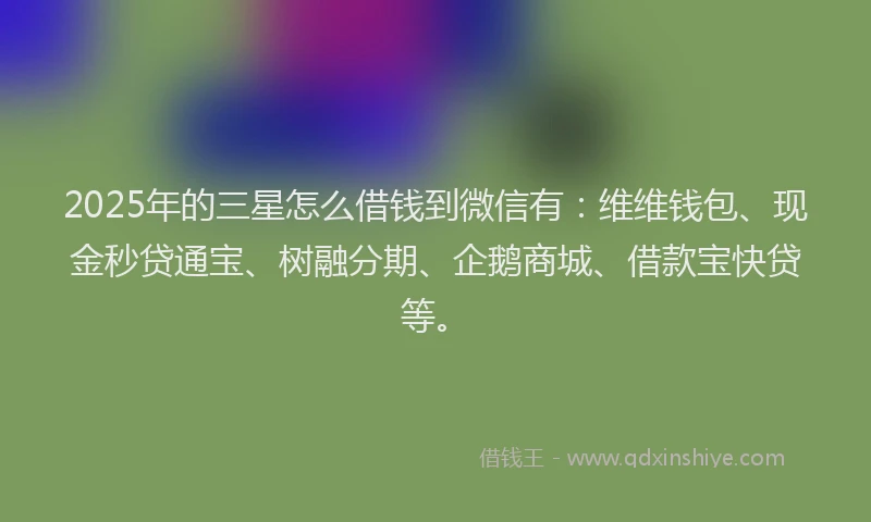 2025年的三星怎么借钱到微信有：维维钱包、现金秒贷通宝、树融分期、企鹅商城、借款宝快贷等。