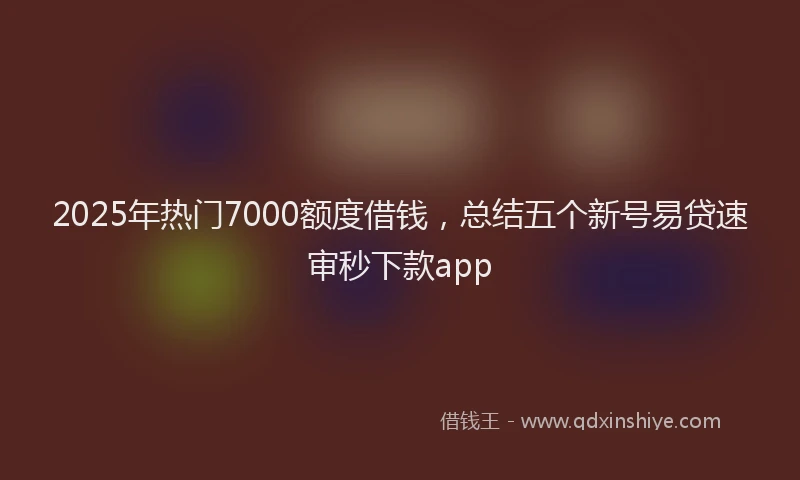 2025年热门7000额度借钱，总结五个新号易贷速审秒下款app