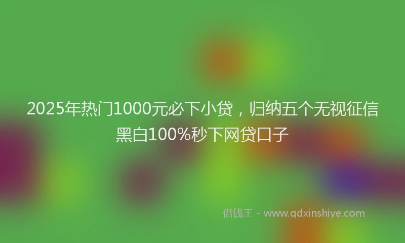 2025年热门1000元必下小贷，归纳五个无视征信黑白100%秒下网贷口子