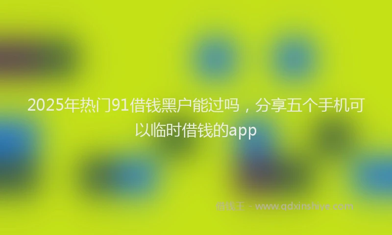 2025年热门91借钱黑户能过吗，分享五个手机可以临时借钱的app
