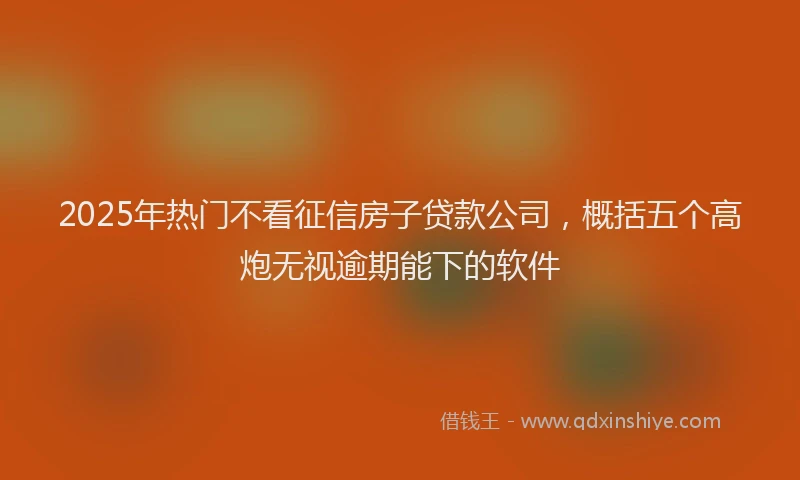 2025年热门不看征信房子贷款公司，概括五个高炮无视逾期能下的软件