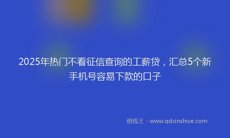 2025年热门不看征信查询的工薪贷，汇总5个新手机号容易下款的口子