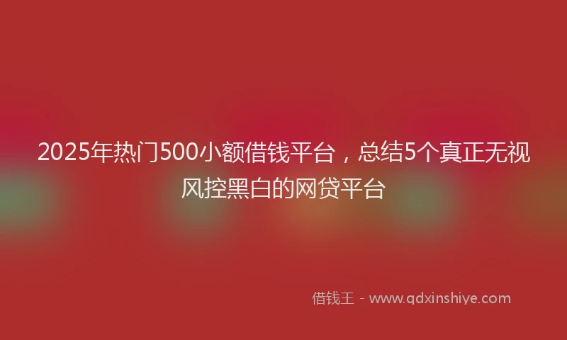 2025年热门500小额借钱平台，总结5个真正无视风控黑白的网贷平台