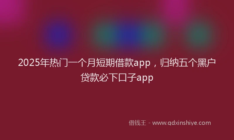 2025年热门一个月短期借款app，归纳五个黑户贷款必下口子app