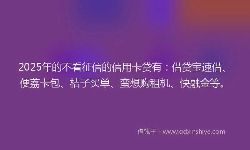 2025年的不看征信的信用卡贷有：借贷宝速借、便荔卡包、桔子买单、蛮想购租机、快融金等。