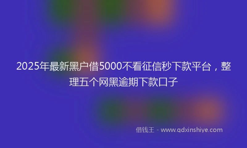 2025年最新黑户借5000不看征信秒下款平台，整理五个网黑逾期下款口子