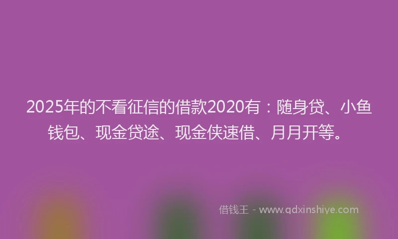 2025年的不看征信的借款2020有：随身贷、小鱼钱包、现金贷途、现金侠速借、月月开等。