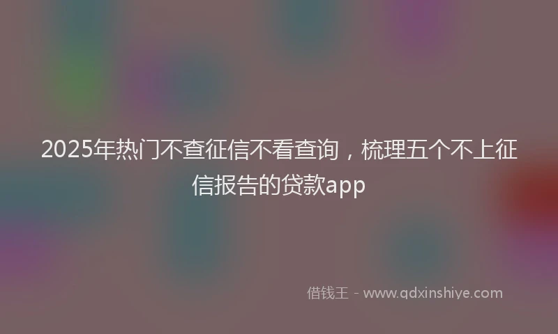 2025年热门不查征信不看查询，梳理五个不上征信报告的贷款app