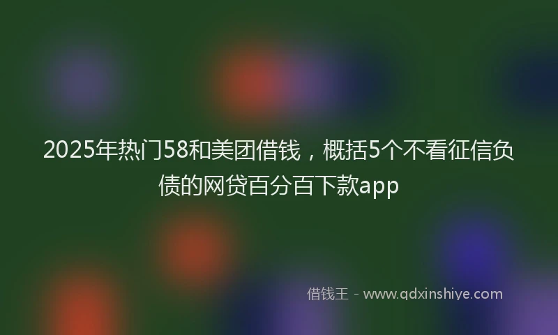 2025年热门58和美团借钱，概括5个不看征信负债的网贷百分百下款app