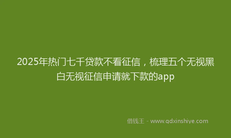2025年热门七千贷款不看征信，梳理五个无视黑白无视征信申请就下款的app