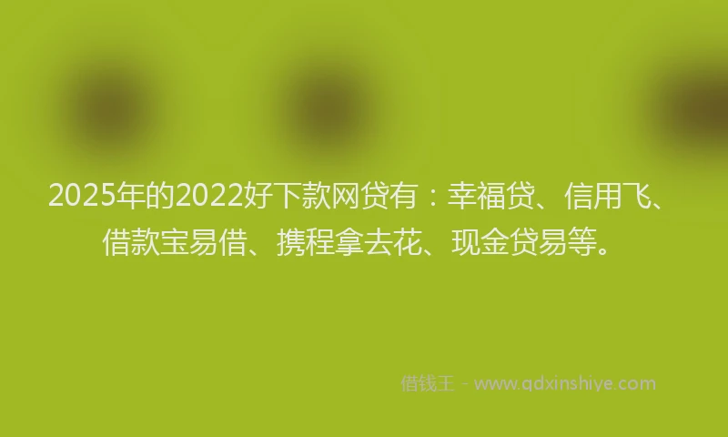2025年的2022好下款网贷有：幸福贷、信用飞、借款宝易借、携程拿去花、现金贷易等。