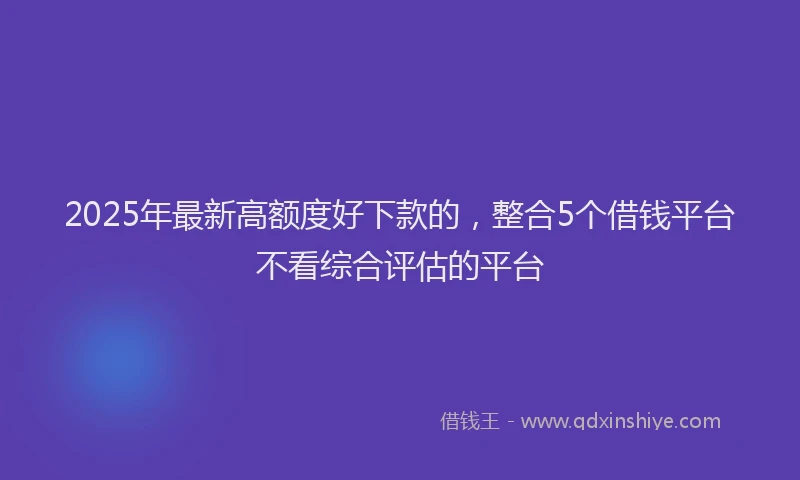 2025年最新高额度好下款的，整合5个借钱平台不看综合评估的平台
