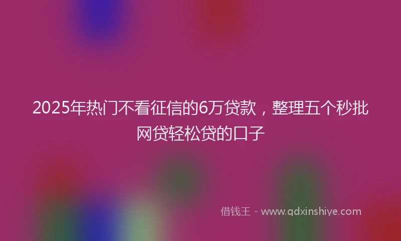 2025年热门不看征信的6万贷款，整理五个秒批网贷轻松贷的口子