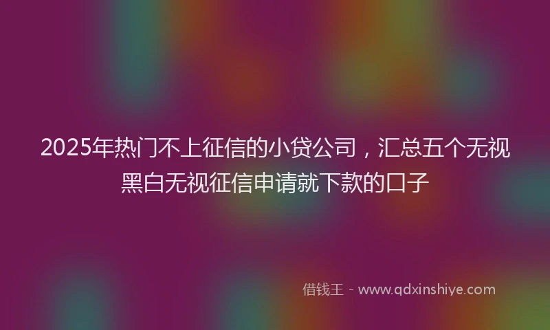 2025年热门不上征信的小贷公司，汇总五个无视黑白无视征信申请就下款的口子