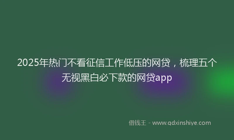 2025年热门不看征信工作低压的网贷，梳理五个无视黑白必下款的网贷app