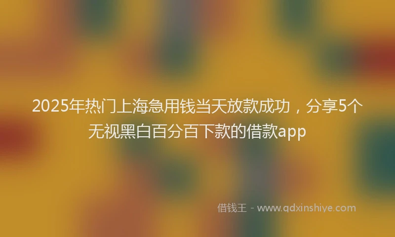 2025年热门上海急用钱当天放款成功，分享5个无视黑白百分百下款的借款app