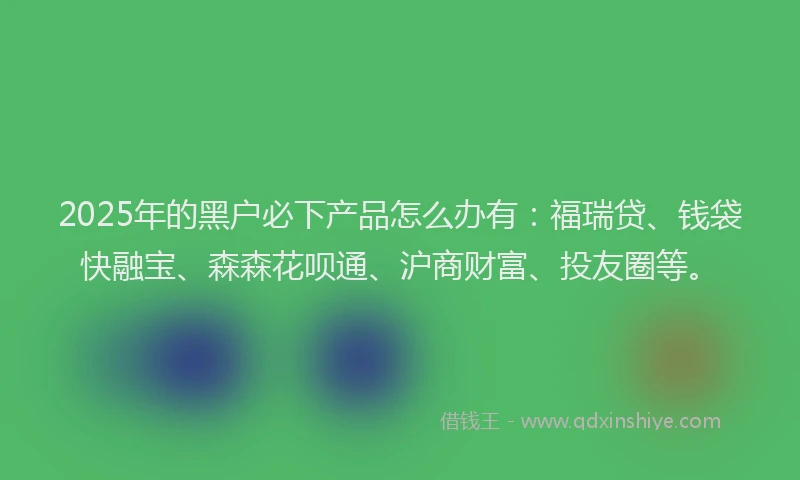 2025年的黑户必下产品怎么办有：福瑞贷、钱袋快融宝、森森花呗通、沪商财富、投友圈等。