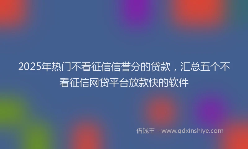 2025年热门不看征信信誉分的贷款，汇总五个不看征信网贷平台放款快的软件