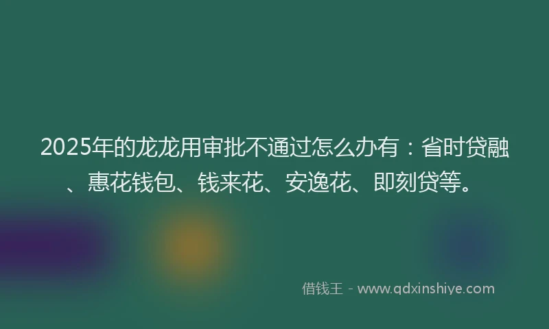 2025年的龙龙用审批不通过怎么办有：省时贷融、惠花钱包、钱来花、安逸花、即刻贷等。