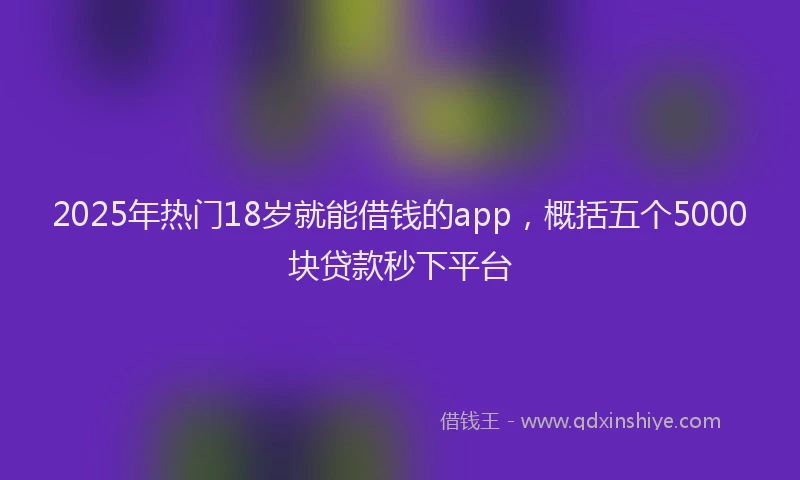 2025年热门18岁就能借钱的app，概括五个5000块贷款秒下平台